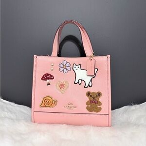 Coach Dempsey Tote Pink Creature Patches